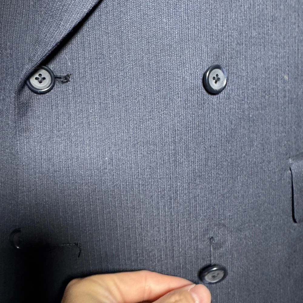 Stafford Executive Suit Mens 44R‎ 40x28 Navy Blue Wool Double Breasted Vintage